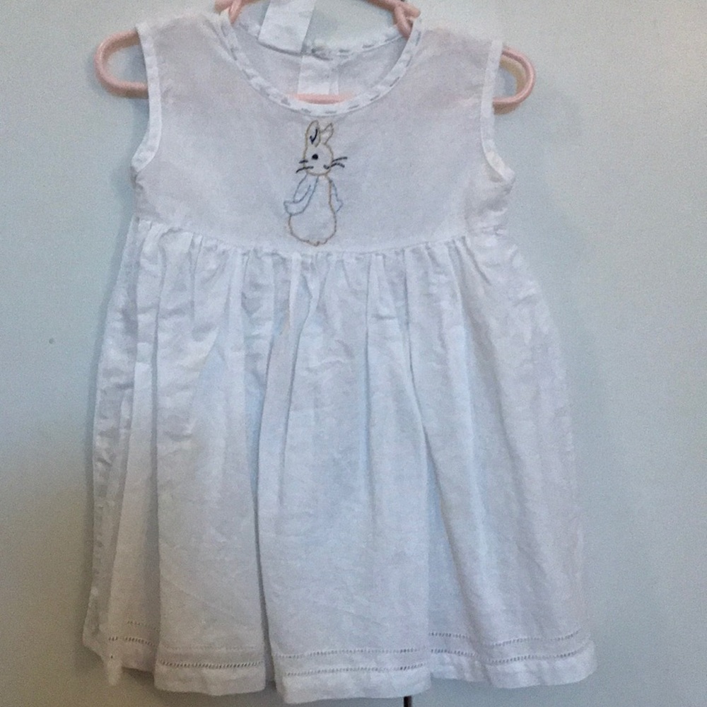 Hand Embroidered Linen Peter Rabbit Dress, 24 Mos